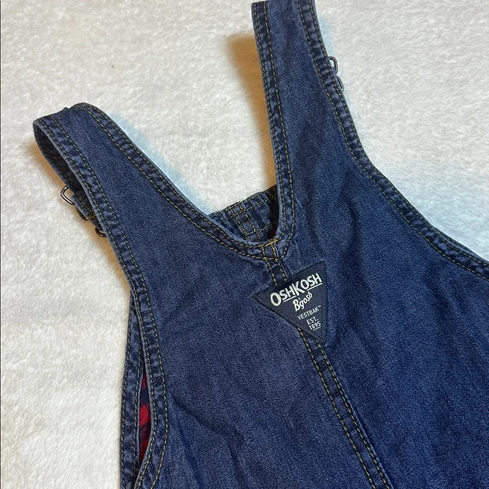 OshKosh B'gosh 3T‎ Youth Flannel Lined Denim Jean Vestbak Overalls Farm Western